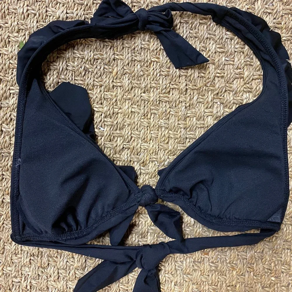 BLACK SWIM TOP HALTER RUFFLED - Picture 2 of 3